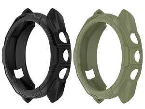 Garminガーミン Approach S70 47mm ケース カバー 2個セット TPUゴム 保護ケース 互換品 保護カバー 耐衝撃 アクセサリー (ブラック+アーミーグリーン) 送料無料