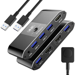 KVM XCb` HDMI p\R2䃂j^[1؂ւ USB3.0 |[gx3 HDMI KVMؑ֊ 4K@60Hz L[gу{^Rg[T|[g EDIDΉ bvgbv / fXNgbvɍœK PCؑ֊ 