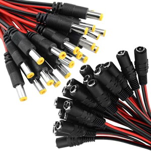 DC電源コネクタ 2.1x5.5mm オス メス DC電源ピグテールケーブル ジャックコネクタ DC電源接続ケーブル CCTV DVRカメラ用 40個セット
