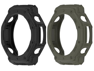 Amazfit T-Rex 3 �P�[�X �J�o�[ 2�Z�b�g �ی�P�[�X TPU�S�� �ϏՌ� ���h�~ �ی�J�o�[ �A�N�Z�T���[ (�u���b�N�{�A�[�~�[�O���[��) ��������