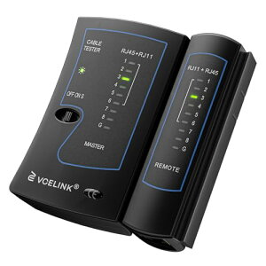 LANチェッカー RJ45 CAT6A 6 5E 5ケーブルおよびRJ11電話ケーブル用 LANテスター 黒