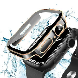 Apple Watch ケース 41mm 防水ケース 3D直角エッジデザイン メッキ加工 カバー ガラスフィルム ケース 耐衝撃 カバー 全面保護 高透過率 Apple Watch Series 9 / 8 / 7 41mm アップルウォッチ9 / 8 / 7 41mm ブラ