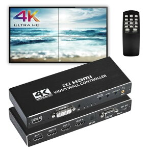 HDMI ؑ֊ rfIEH[Rg[[ 4K HDfBXvC 2x2/ 1x1/ 1x2/ 1x3/ 1x4/ 2x1/ 3x1/ 4x1 1920x1080P 60Hz HDMI DVI RS232 f 4 HDMIo Rt  180°]؂ւ 8̃fBXvC