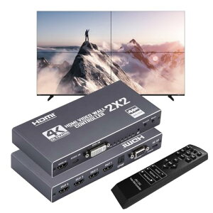 HDMI ؑ֊ rfIEH[Rg[[ 4K HDfBXvC 1920x1080P 60Hz HDMI DVI RS232 f IRRt  90°/180°/270°]؂ւ 9̃fBXvC[h2x2/ 1x1/ 1x2i2j/ 1x3/ 