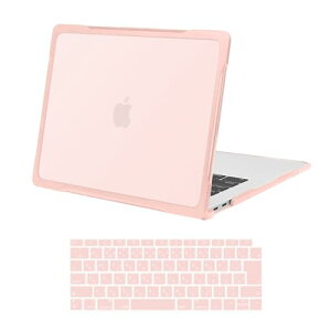 MacBook Air 13インチ ケース 2022-2018 A2337 M1 A2179 A1932 Touch ID付き ソフト TPU フレーム バンパー 割れ防止 指紋防止 プラスチック ハードシェルカバー + (日本語 JIS配列) キーボードカバー 2点セッ