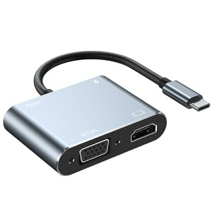 USB Type c HDMI VGA A_v^ 4K HDMI fo+ VGAfo+PD}[d+USB3.0 f[^` MacBook/MacBook Air 13inch 2018/iPad Pro 2018/Sur-face Go/Book 2/Gal-axy S10 USB C foCXΉ 