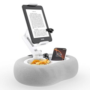 タブレットスタンド 寝ながら スマホホルダー 抱き枕スタンド スマホピロー タブレットピロース ダブル収納ボウル ipad 携帯 角度調節可能 4.7-12.9インチ対応 小物収納 Kindle読書 動画視聴(Gra