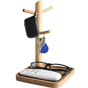 玄関収納 鍵置く 鍵ホルダー 枝 オフィス 木製 小物収納 アクセサリー 収納 簡単組立 キースタンド インテリア用品 (トレイ スクエア)