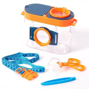 昆虫採集セット 虫かご 昆虫ケース 飼育ケース 昆虫観察ケース レンズ付き 飼育ケース 虫籠 通気性 拡大鏡2.6倍 4.5倍 観察用 認知能力向上 創造力刺激