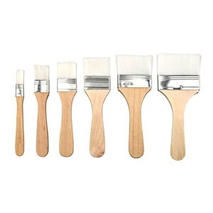 ペイント 刷毛 木製ハンドル 耐変形 ナイロン刷毛 家具 塗装 水彩画 DIY 水性 油性 両用 ペイントブラシ プロ仕様の高密度ハケで均一仕上げ 掃除工具にも活用可能 6サイズセット 送料無料