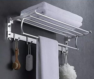 タオル掛け タオルかけ バスタオル ハンガー バスタオル掛け 壁掛け W58×D19×H12cm おしゃれ タオルハンガー フック付 メタルラック 置き棚 洗面所 浴室 お風呂 お風呂タオル掛け 洗面台 強力