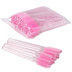 スクリューブラシ 使い捨て まつ毛コーム アイメイク 化粧 マツエク 眉毛 多機能 携帯便利 初心者 サロン プロ用 ピンク 100本 送料無料