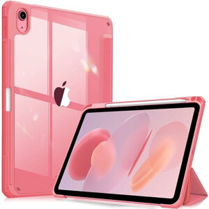 iPad 第11世代 (A16 2025) / 第10世代 (2022) ケース 11/10.9インチ 透明バックカバー Apple Pencil 収納可能 三つ折スタンド スリープ機能 軽量 薄型 傷つけ防止 PU合成レザー TPU (ピンク) 送料無料