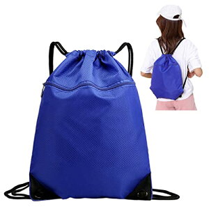 バックパック 男女兼用 防水 耐傷性 巾着袋 収納バッグ スポーツ ジッパーポケット 多目的 大容量 トレーナーバッグ スイミングバッグ リュックサック ために 学校 ビーチ 旅行 部活用 (ブル