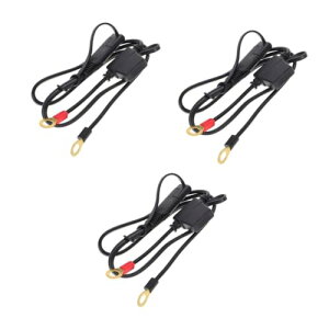 バッテリーワイヤー ハーネス バッテリーコネクタ 延長 O型メタルリング SAEと互換性 コネクタケーブル 端子コネクタ延長ケーブル プラスチック 黒 3個セット融着付き