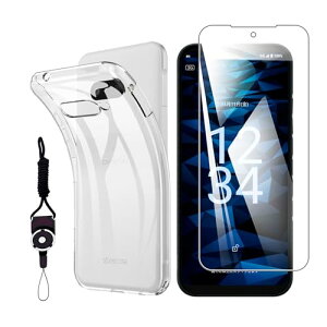 DIGNO SX4 KC-S305 / DIGNO SX4 Wi-Fi KC-S205 BX3 / BX3 Plus �t�B���� �t���ی� �����K���X �����ߗ� �C�A�[�� �w��h�~ ��U�h�~ �P�[�X �N���A TPU �ϏՌ� �����h�~ �� �ی� �V���R�� [1���K���X�t�B����+�V