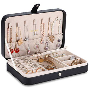 ジュエリーボックス PUレザー ジュエリーケース 指輪置き ジュエリー 収納ケース 携帯用 持ち運び 仕切り付き宝石箱 ネックレス イヤリング ピアス ブレスレットなど小物入れアクセサリー