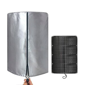 タイヤカバー 屋外 軽自動車用 保管 防水 4本 幅65×高さ90cm タイヤ保管 厚手 収納 汚れ防止 劣化を防ぐ 雨よけカバー 紫外線カット シルバーコーティング 収納袋付き シルバー (14 / 15 / 16イン
