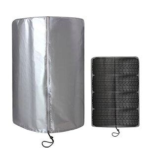 タイヤカバー 屋外 保管 防水 4本 幅85×高さ120cm タイヤ保管 厚手 収納 汚れ防止 劣化を防ぐ 雨よけカバー 紫外線カット 収納袋付き SUV用 (15 / 16 / 17 / 18 / 19インチ) シルバー