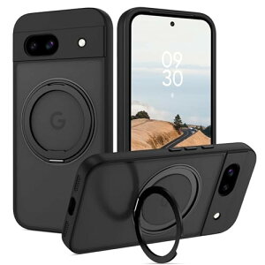 Google Pixel 8a ケース MagSafe スタンド リング マグネット搭載 ワイヤレス充電 落下防止 耐衝撃 薄型 軽量 スリムフィット TPU + PC 全面保護 擦り傷防止 半透明バック 黄ばみなし 指紋防止 ブラッ
