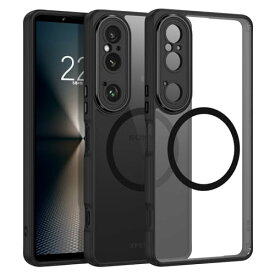 Xperia 1 VI ケース SO-51E カバー クリアバック ブラックフレーム Magsafe マグネット搭載 ワイアレス充電 薄型 耐衝撃 黄ばみなし TPU + PC カメラプロテクター 全面保護 ストラップホール付き マット仕上げ 6.5インチ ブラック 送料無料