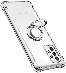 Galaxy A52 5G ケース リング 透明 tpu 薄型 軽量シリコン ギャラクシーA52 5Gカバー 耐衝撃 指紋防止 車載ホルダー防塵 一体型 人気 携帯カバー(クリア) 送料無料