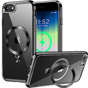 iPhone SE3 �P�[�X �����O �N���A �N���A�P�[�X ���� iPhone SE2 ��2���� iPhone 8 �P�[�X MagSafe�Ή� �B���X�^���h ���b�L�o���p�[ �X�g���b�v�z�[���t�� �p�x������ �ϏՌ� iPhoneSE3�����P�[�X �X�}�z