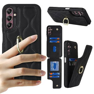Galaxy A14 5G �P�[�X �����O �蒠�^ ���z�^ �㉺�J�� �w�ʃ|�P�b�g Qi�}���[�d�Ή� �J�[�h���[ �l�C ������� �X�}�z�P�[�X 360°��]�����O- �u���b�N ��������