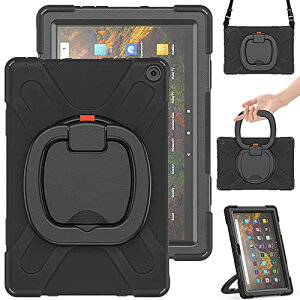 Fire HD 10 Plus 2021�N�^ �P�[�X �c�u�� ���u�� �J�o�[ 360�x��] ������t�� �΂ߊ|�� �V�����_�[�x���g ���|�� �X�g���b�v Fire HD 10 �v���X 10.1�C���` �^�u���b�g �ی�P�[�X �ϏՌ� ��� PC �V���R