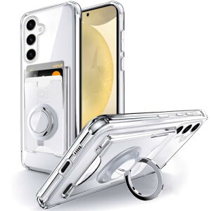 Galaxy S24FE �P�[�X �J�[�h���[ �w�ʃ|�P�b�g �����O�t�� �X�^���h�@�\ �ϏՌ� ���� TPU �X�}�z�P�[�X �M�����N�V�[ S24FE �J�o�[ - �N���A ��������