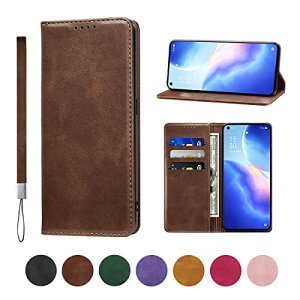 OPPO Reno 5A ケース 手帳型 PUレザー OPPO Reno 5A カバー 耐衝撃 オッポ Reno 5A 手帳 ケース 内蔵マグネット開閉式 ベルトなし スマホケース おしゃれ カードポケット スタンド機能 ストラップ付 (ダ