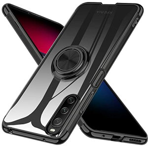 Xperia 10 IV ケース リング ソニー SO-52C カバー 5G対応 SOG07 スマホケース クリア TPU 耐衝撃 滑り止め 黒 メッキ加工 一体型 スタンド機能 車載ホルダー ストラップホール付き Sony エクスペリア10I