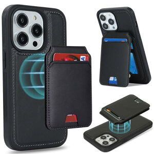 iPhone 13 Pro Max ケース MagSafe iPhone 12 Pro Max カバー マグセーフ 分離式 耐衝撃 背面カード収納 カードケース ワイヤレス充電対応 (6.7インチ対応) -ブラック 送料無料