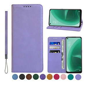 OPPO Reno 5A ケース 手帳型 PUレザー OPPO Reno 5A カバー 耐衝撃 オッポ Reno 5A 手帳 ケース 内蔵マグネット開閉式 ベルトなし スマホケース おしゃれ カードポケット スタンド機能 ストラップ付 (ラ