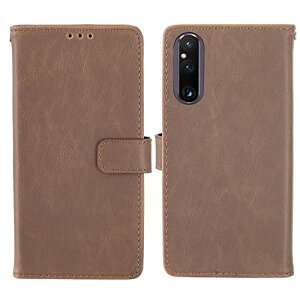 Xperia1V / SO-51D / SOG10 / A301SO / XQ-DQ44 SONY ケース 手帳型 PUレザー 財布型 マグネット式 カード入れ スタンド機能 横開き 衝撃吸収 薄型 手帳ケース ソニー エクスペリア1v xperia1v ダークブラウン
