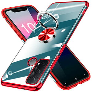 OPPO Reno5 A ケース クリア リング付き 耐衝撃 TPU バンパー メッキ加工 Reno5 A 専用保護カバー 透明 軽量 薄型 指紋防止 車載ホルダー オッポ リノ5 a カバー 赤 送料無料