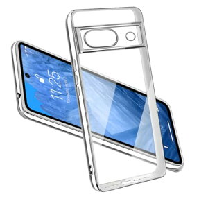 Google Pixel8a ケース クリア ピクセル8a 耐衝撃 薄型 カバー TPU 透明 軽量 スマホカバー メッキ加工 ソフトケース 人気 ソフト 快適な手触り 擦り傷防止 (シルバー) 送料無料