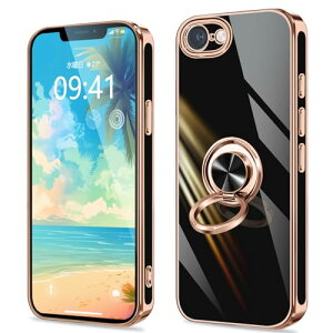 iPhone 16e �P�[�X �����O�t�� �A�C�t�H�� 16e �J�o�[ �����O �ϏՌ� �S�ʕی� ���C�J�[�X���� tpu �\�t�g ���^ �X�^���h�@�\�t�� 360��] �ԍڃz���_�[ �A�C�t�H���P�[�X(�u���b�N) ��������