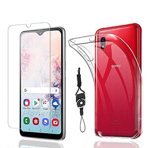 Galaxy A21 SC-42A SCV49 ガラスフィルム Galaxy A20 SCV46 SC-02M ガラスフィルム + ケース TPU ストラップ フィルム 液晶保護フィルム 簡単貼り付け 耐衝撃 防指紋 自動吸着 強化フィルム TPU 透明 耐衝撃