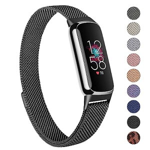 Fitbit Luxe �o���h �����x���g �X�e�����X �����x���g �������� �j�����p �}�O�l�b�g ���ߋ� ���b�V�� �ʋC (�u���b�N) ��������