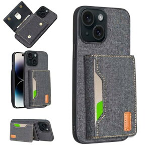 iPhone 15 Pro P[X  X^h@\ p OR ԍڃz_[Ή fjP[X (ubN) ACtH15v z^ J[hP[X ΋z h eʎ[ wʃJo[ Ab