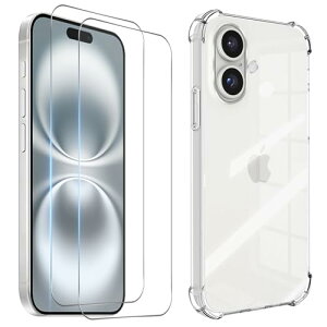 iPhone 16 Plus tB (2) + P[X iPhone16 vX KXtB tیtB KX Uh~ 3D TouchΉ x wh~ vX Jo[ _ TPU S ~ h~ 