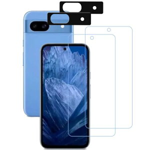 Google Pixel 8a �ی�t�B���� �u���[���C�g�J�b�g (2��) �K���X�t�B���� + (2��) �J�����t�B���� �����K���X �t����� �ی�t�B���� ��������