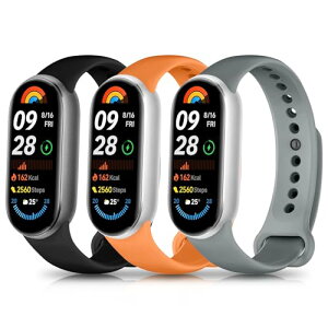 3������ �o���h Xiaomi Smart Band 10/Xiaomi Smart Band 9/ 8 �V���R�� �X�g���b�v ���[�v �ւ� �x���g���v �x���g �X�|�[�c �h���� �y�� �V���I�~ �X�}�[�g 10�p �����o���h (�u���b�N+�I�����W+�O���[) ��