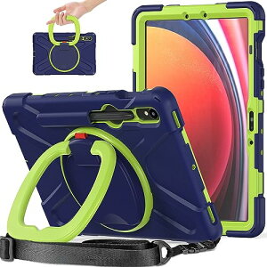 Galaxy Tab S9 / S9 FE / S8 / S7�P�[�X 11�C���` �J�o�[ �ϏՌ� ��� 360�x��]�X�^���h �n���h���t�� ���F �y���V�����[ ���߉\ �n���h�X�g���b�v ���|�� �����h�~ �A�E�g�h�A �q�� �l�C�r�[�u���[ 