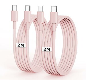 USB C ケーブル 2M PD60W 急速充電 USB C to C コード type-c ケーブル 高速データ 断線防止 iPhone15 ProMax / iPhone16 Plus / iPad Proなどtype-c機種充電コード (ピンク 2本) 送料無料