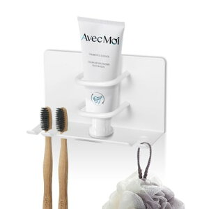 歯ブラシホルダー 歯ブラシ & チューブスタンド マグネット 電動シェーバーホルダー 歯ブラシ立て 歯磨き粉 収納 壁面 電動歯ブラシホルダー 歯ブラシ スタンド ホワイト