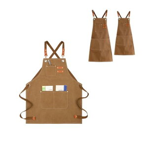 エプロン カッコイイ 前掛けエプロン メンズ 料理 大きいサイズ ポケット多い 子供用エプロン エプロン アウトドア 園芸用エプロン 男性 溶接 シェフ エプロン 作業用 (ブラウン S:60*51cm)