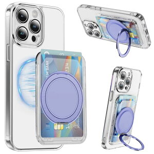 MagSafe カードケース スマホスタンド カード入れ MagSafeウォレット 調節可能 スタンド 落下防止 スマホ カードホルダー iPhone シリーズ リング付き 滑り止め 全機種 磁気吸着 脱着簡単 カード2