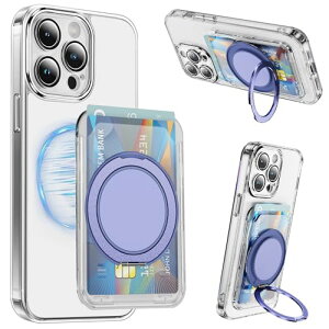 MagSafe カードケース スマホスタンド カード入れ MagSafeウォレット 調節可能 スタンド 落下防止 スマホ カードホルダー iPhone シリーズ リング付き 滑り止め 全機種 磁気吸着 脱着簡単 カード2
